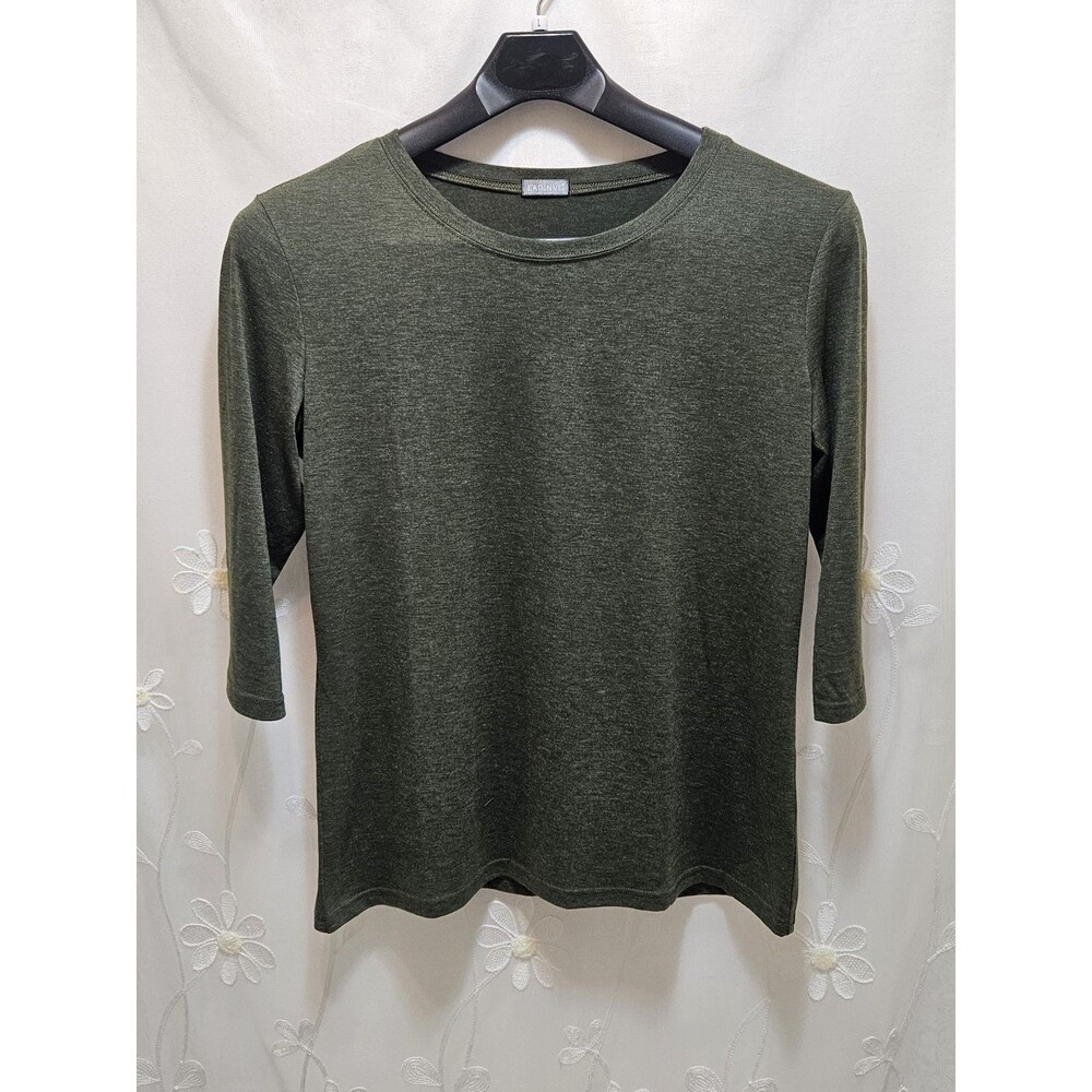 EADINVE Womens Large Green Top Stretchy Plain Basic Comfy 3/4 Sleeves Practical